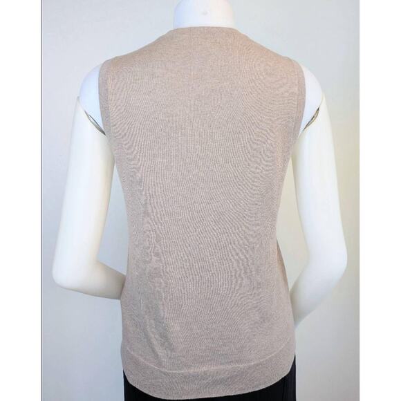 J.Crew Classic Shell Sleeveless Knit Sweater Medium Heather Beige Cotton Basics - Picture 2 of 6